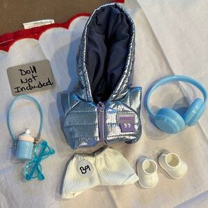 B9, Silver Labubu Doll Jacket with Accessories(Doll not included)